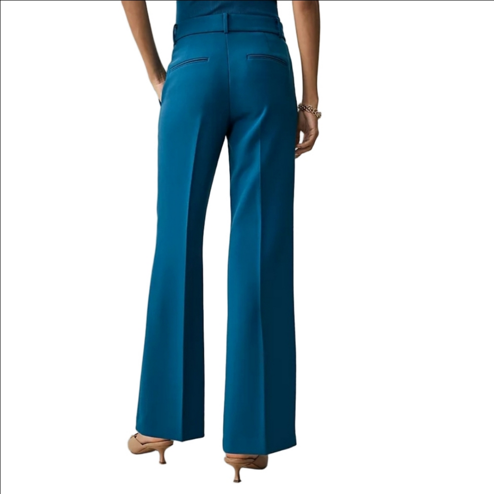 Dress pants Trouser Mid-rise Flared silhouette Teal color Pockets ANN TAYLOR NWT - Picture 3 of 16